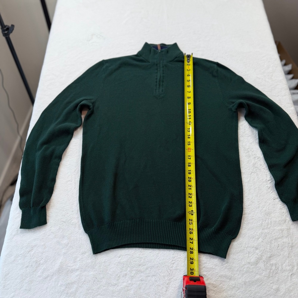 Club Room Quarter Zip Sweater Mens L Green Good Cotton Textured Knit FA21 1604